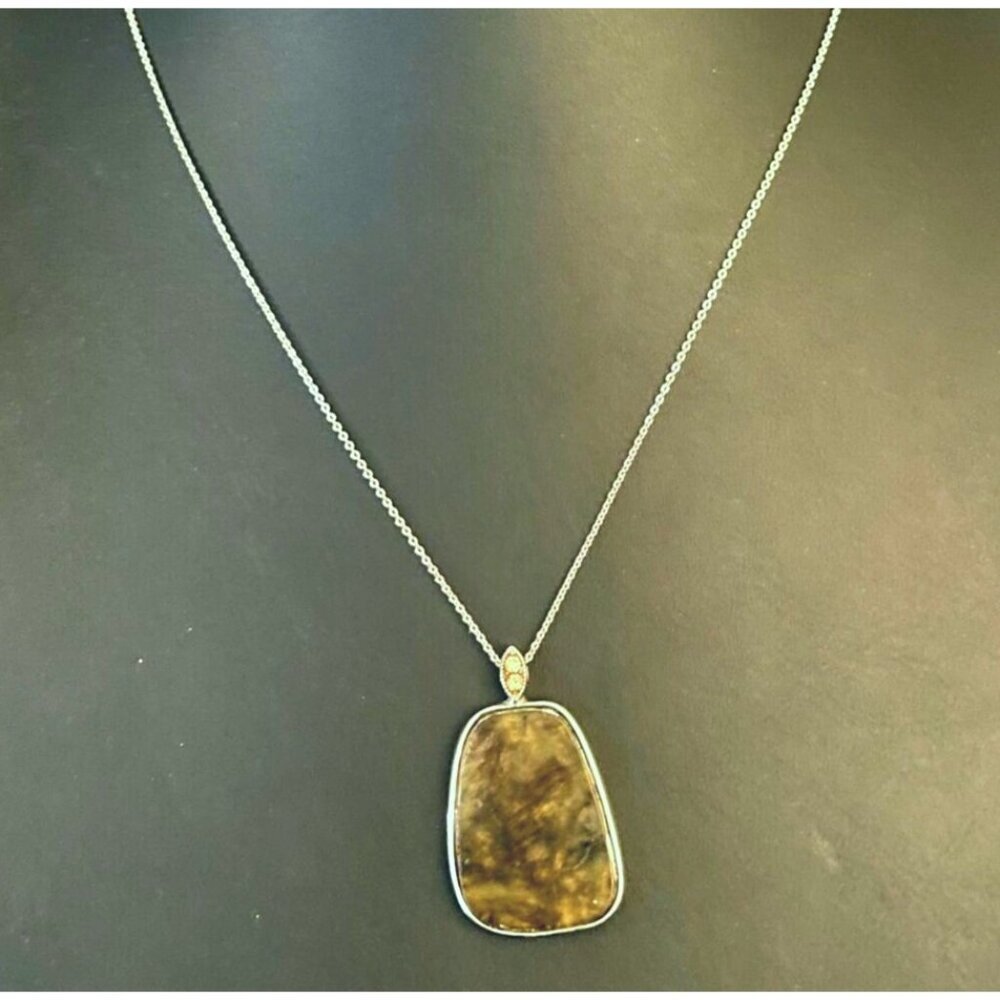 Loft Square Pendant Chain Necklace Silver Tone Vacation Summer Vacay